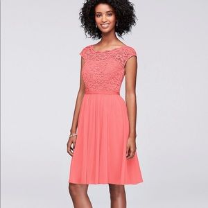 Coral  knee length bridesmaids dress